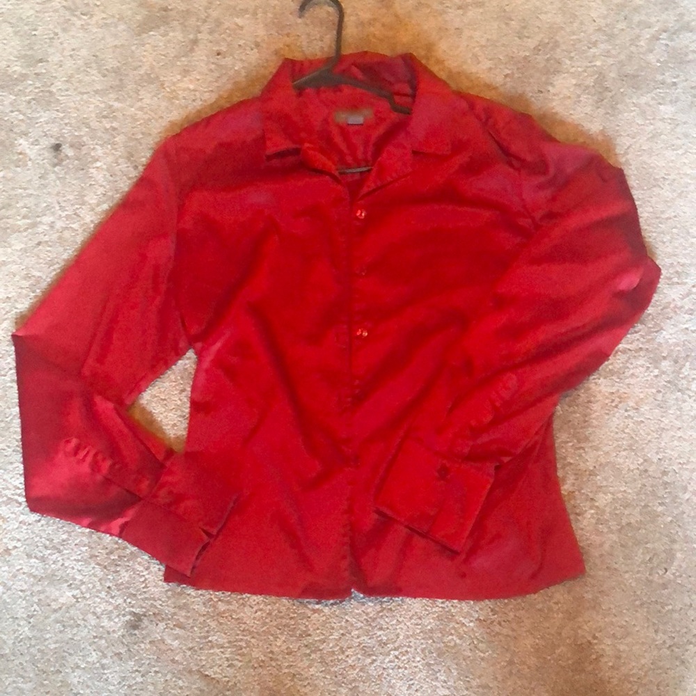 Red button blouse long sleeve size 14